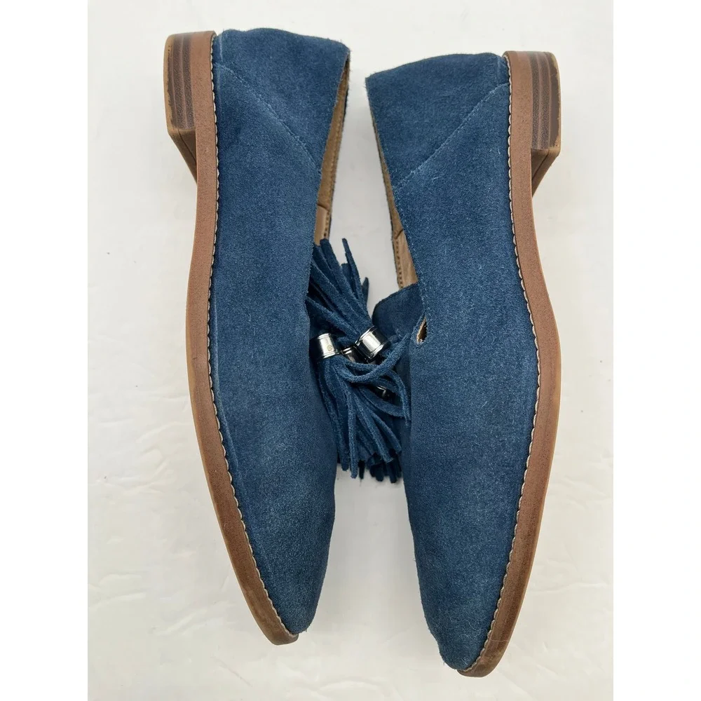 Franco Sarto HADDEN Womens Navy Blue Suede Tassel Loafers Flats Size 8M